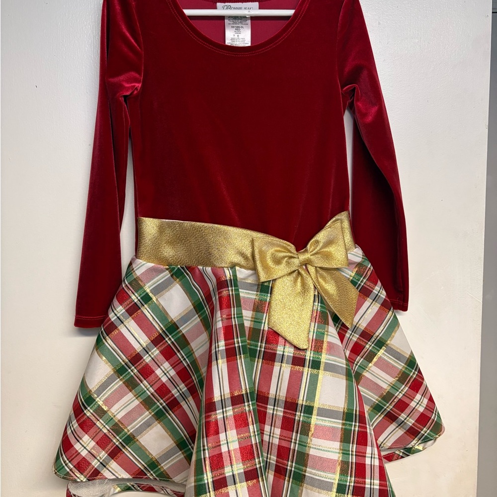 Bonnie Jean Red Dress with Metallic Accents